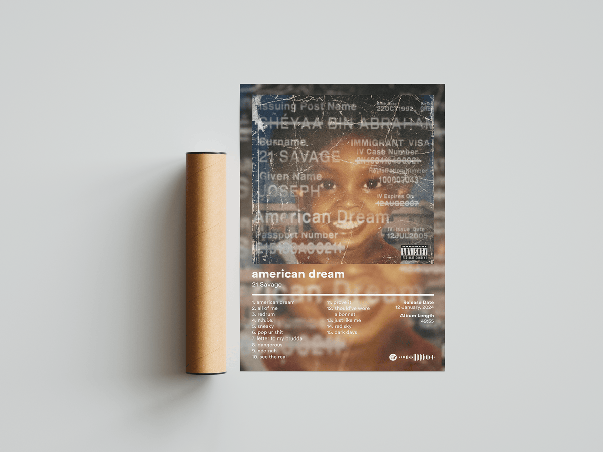21 Savage 'american dream' Album Poster - Posters, Prints & Wall Art | HYPE Posters