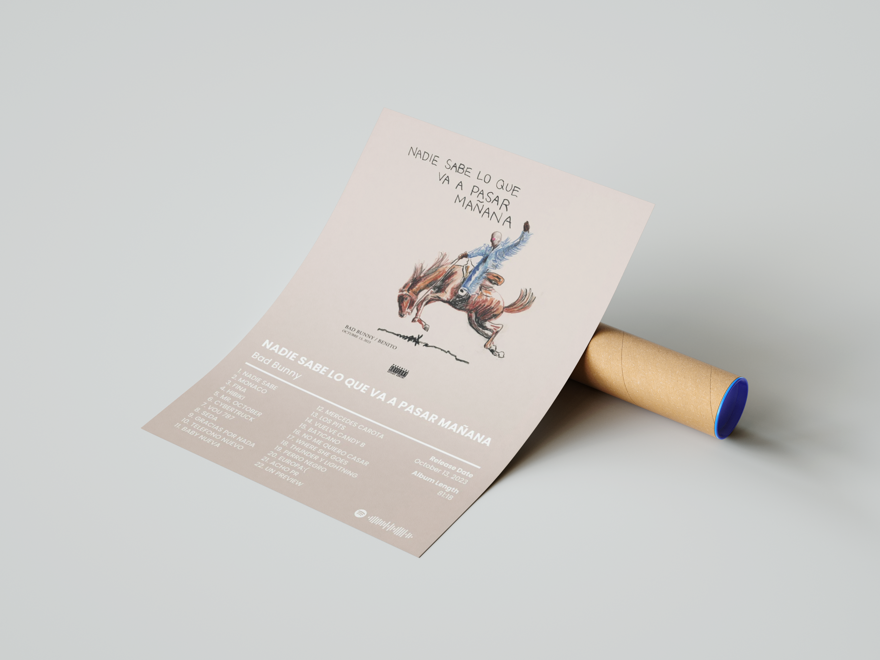 Bad Bunny 'Nadie Sabe Lo Que Va A Pasar Manana' Album Poster | Hype Posters