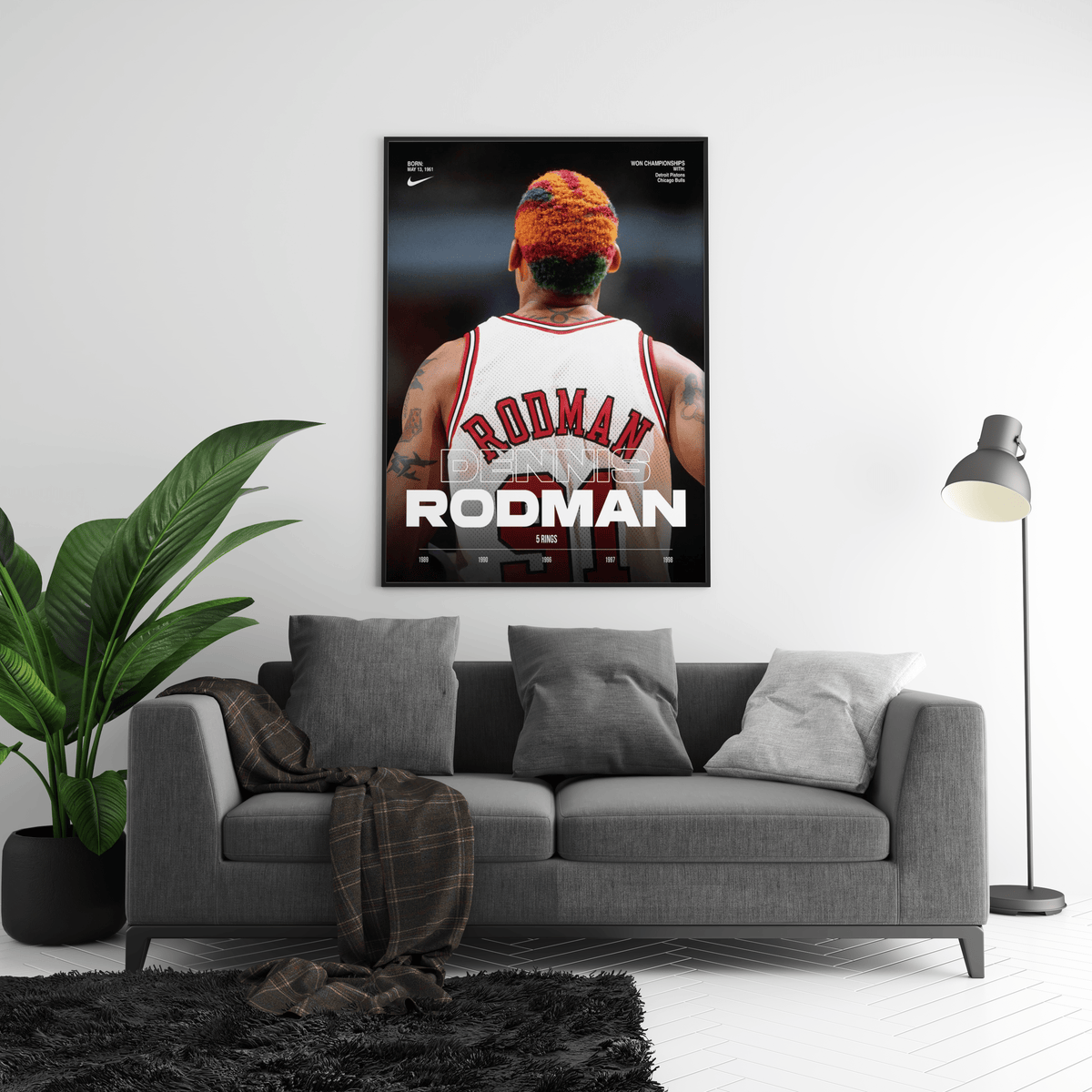 Dennis Rodman 5 Rings Poster - Posters, Prints & Wall Art | HYPE Posters