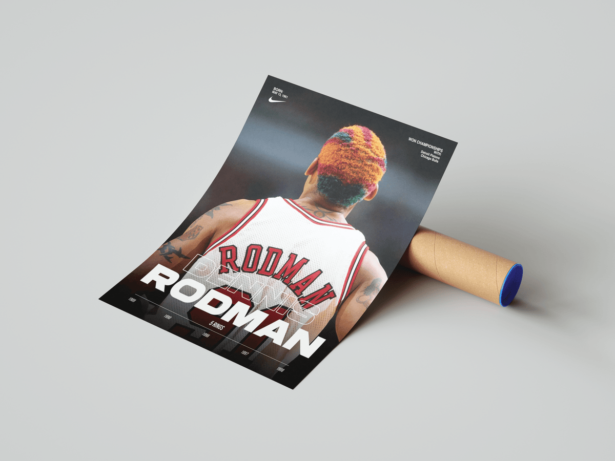 Dennis Rodman 5 Rings Poster - Posters, Prints & Wall Art | HYPE Posters