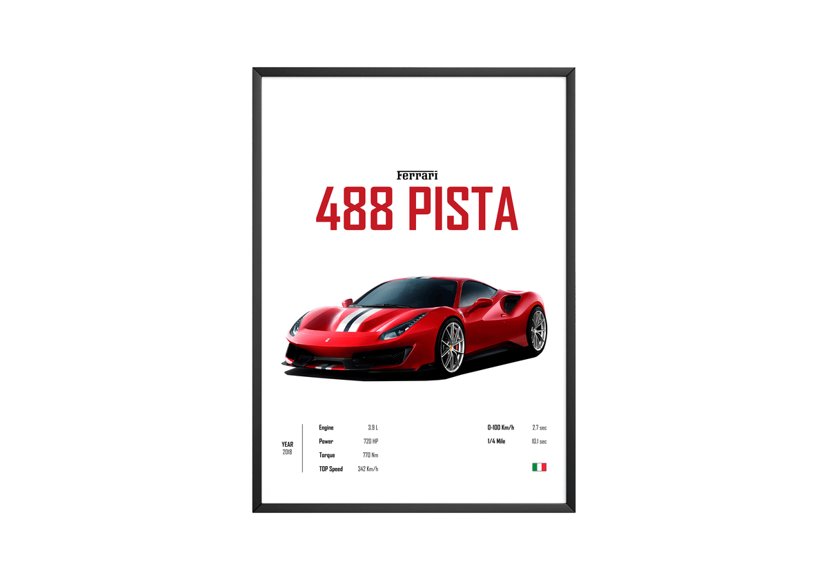 Ferrari 488 Pista 'CORE' Car Poster - Posters, Prints & Wall Art | HYPE Posters