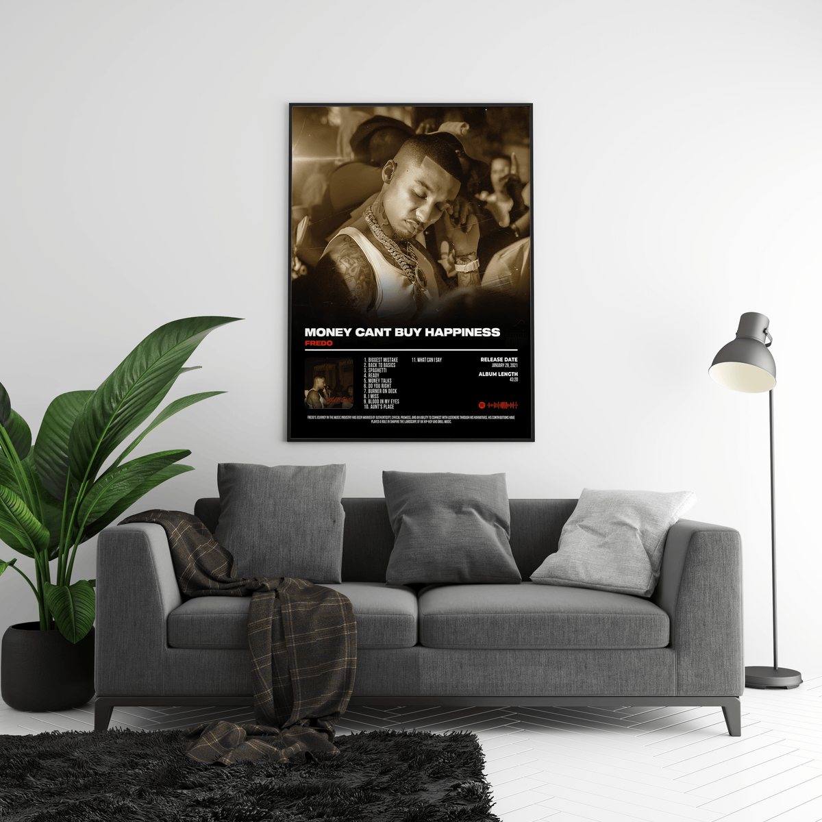Fredo - "Money Can't Buy Happiness" Album Poster - Posters, Prints & Wall Art | HYPE Posters