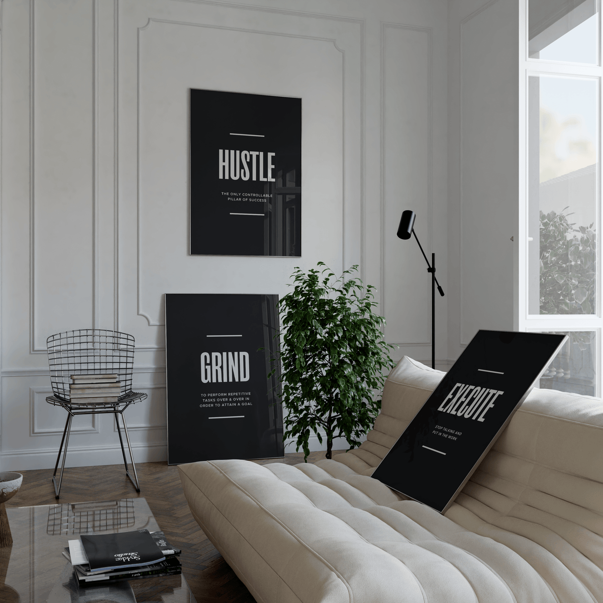 Hustle Grind Execute Motivational Poster Set - Posters, Prints & Wall Art | HYPE Posters