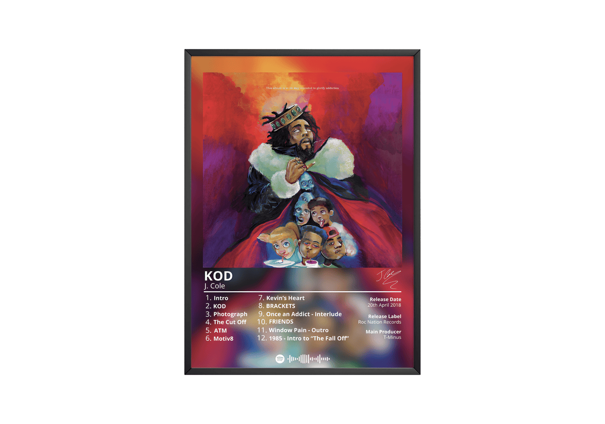 J Cole 'KOD' Album Poster - Posters, Prints & Wall Art | HYPE Posters
