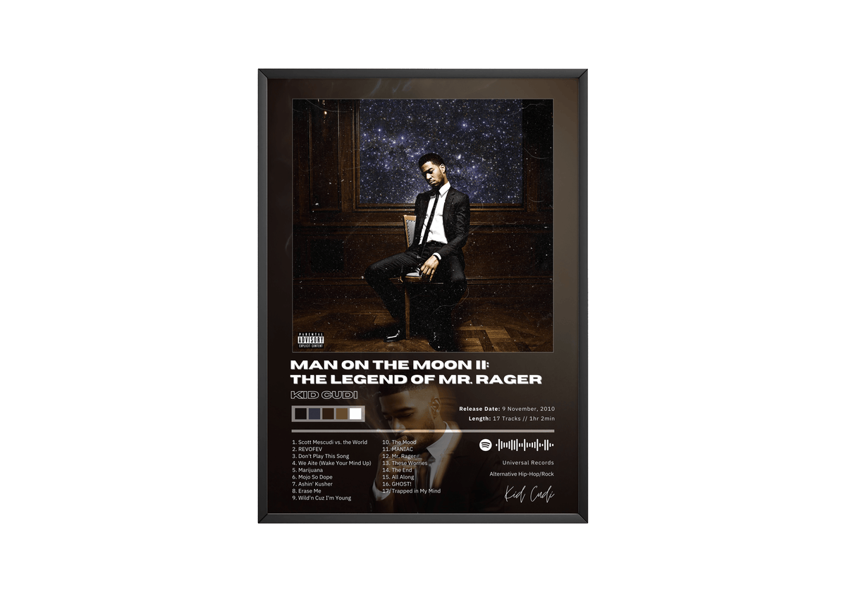 Kid Cudi 'Man On The Moon II: The Legend of Mr. Rager' Album Poster - Posters, Prints & Wall Art | HYPE Posters