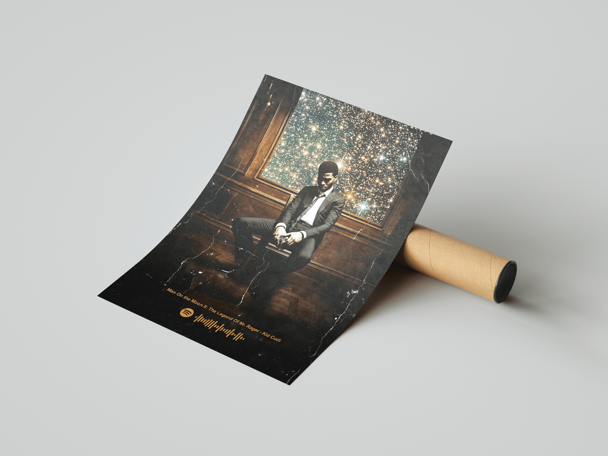 Kid Cudi 'Man On The Moon II: The Legend Of Mr. Rager' Spotify Poster - Posters, Prints & Wall Art | HYPE Posters