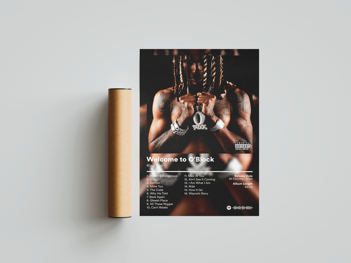 King Von 'Welcome To O Block' Album Poster - Posters, Prints & Wall Art | HYPE Posters