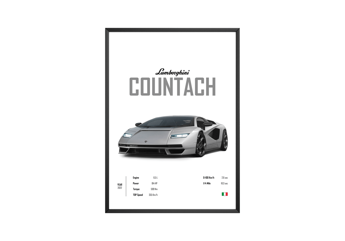 Lamborghini Countach 'CORE' Car Poster - Posters, Prints & Wall Art | HYPE Posters