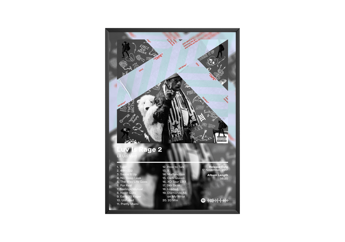 Lil Uzi Vert 'Luv Is Rage 2' Album Poster - Posters, Prints & Wall Art | HYPE Posters