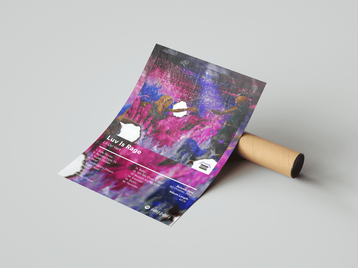 Lil Uzi Vert 'Luv Is Rage' Album Poster - Posters, Prints & Wall Art | HYPE Posters