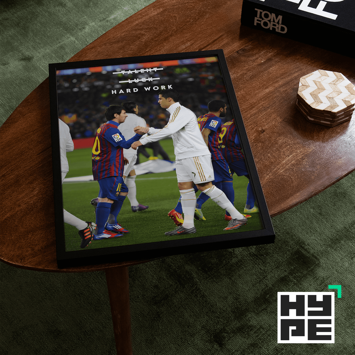 Messi & Ronaldo 'Hard Work' Poster - Posters, Prints & Wall Art | HYPE Posters