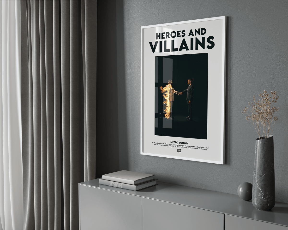 Metro Boomin 'Heroes & Villains' V2 Poster - Posters, Prints & Wall Art | HYPE Posters