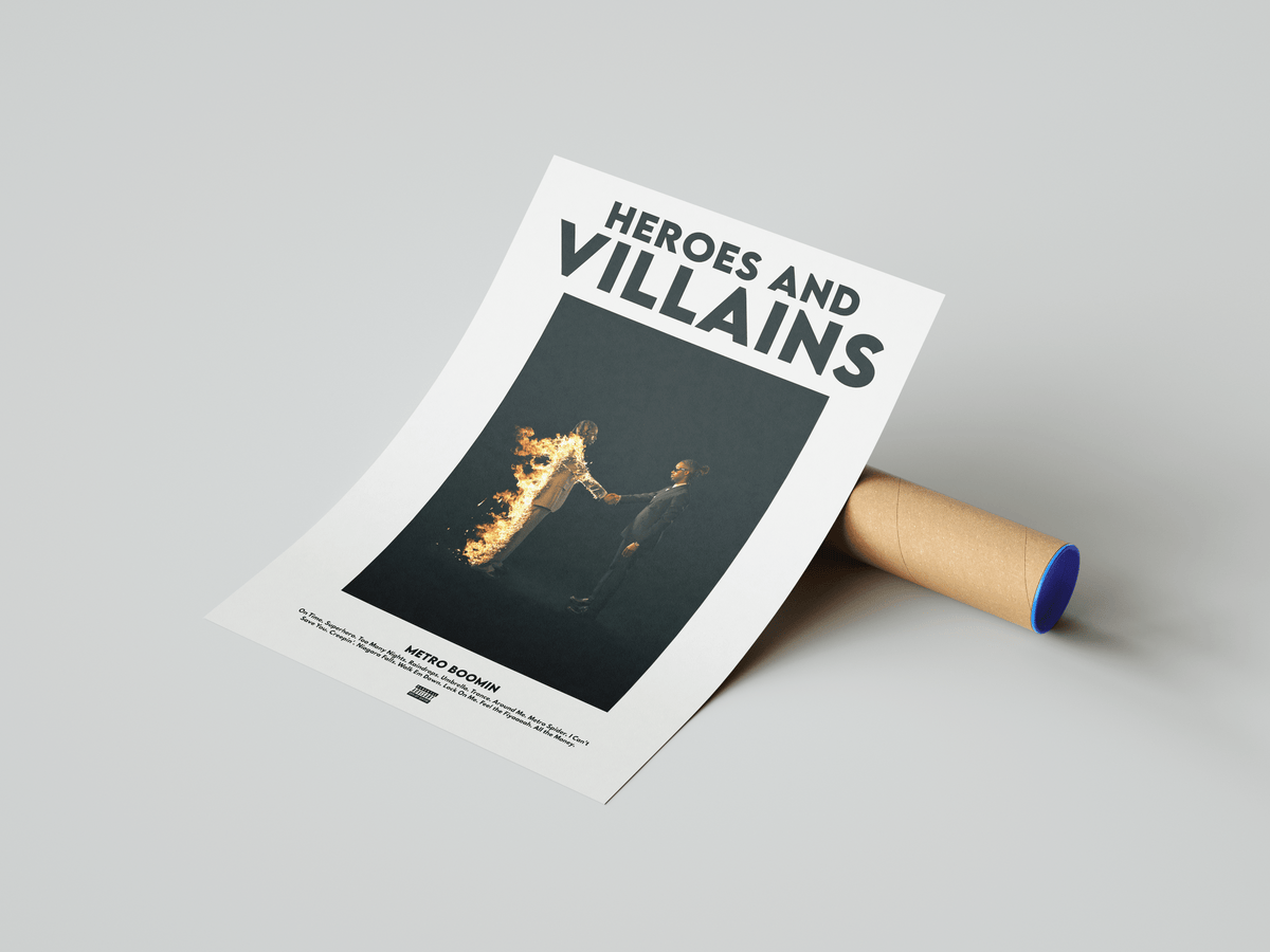 Metro Boomin 'Heroes & Villains' V2 Poster - Posters, Prints & Wall Art | HYPE Posters