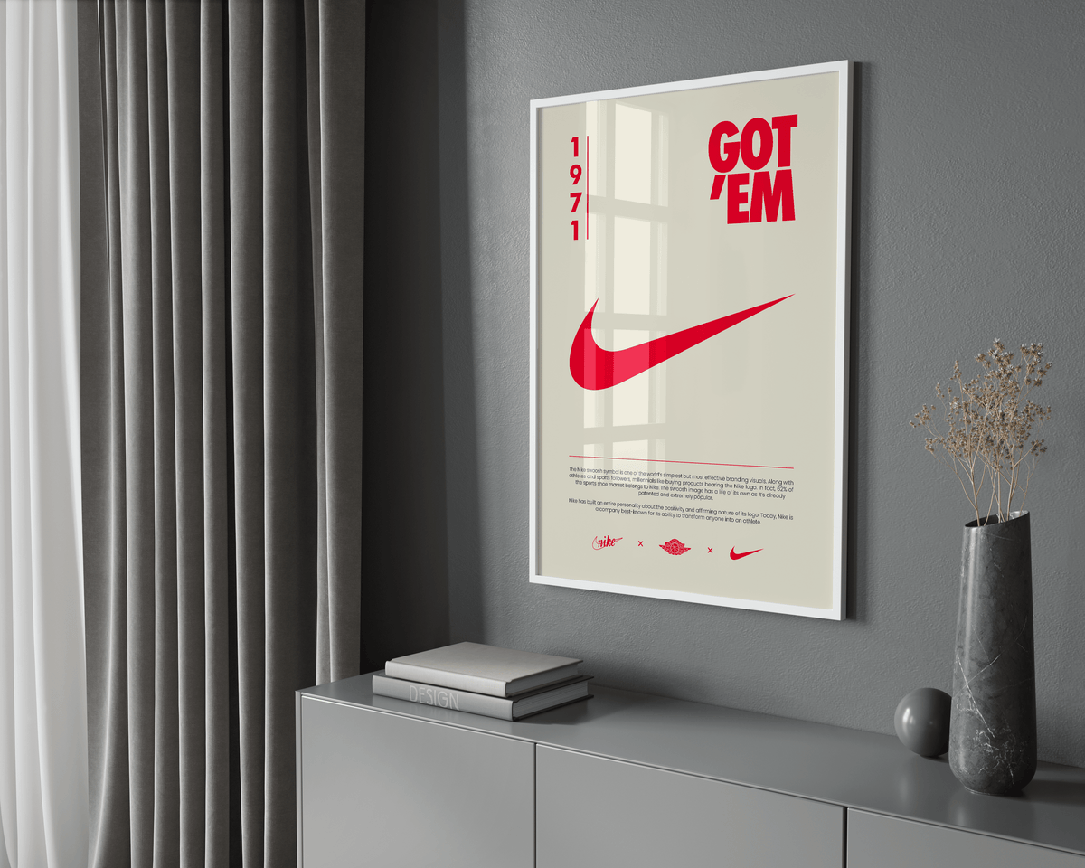 Nike Origins Red Beige Poster - Posters, Prints & Wall Art | HYPE Posters