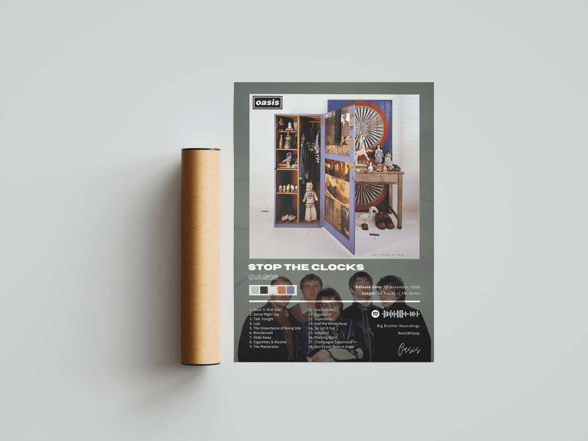 Oasis 'Stop The Clocks' Album Poster - Posters, Prints & Wall Art | HYPE Posters