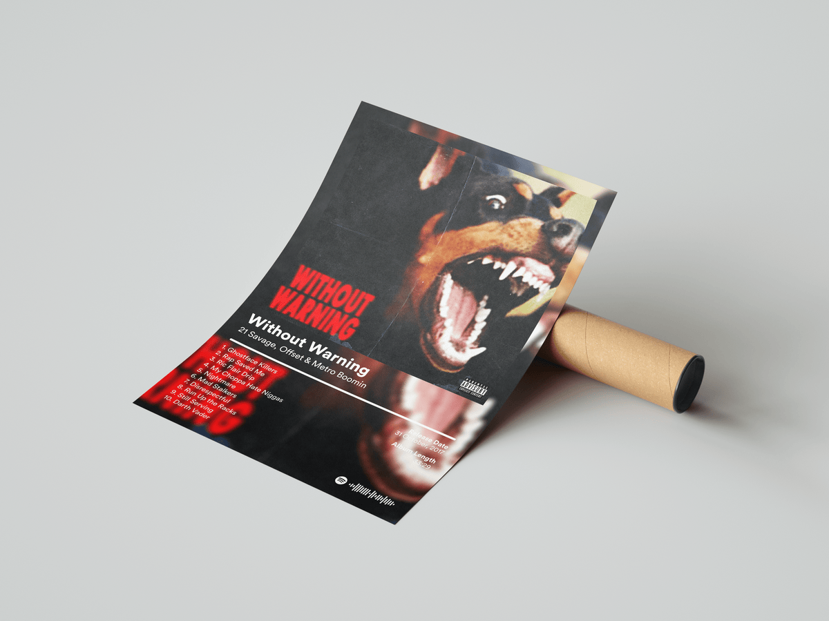 21 Savage 'Without Warning' Album Poster - Posters, Prints & Wall Art | HYPE Posters