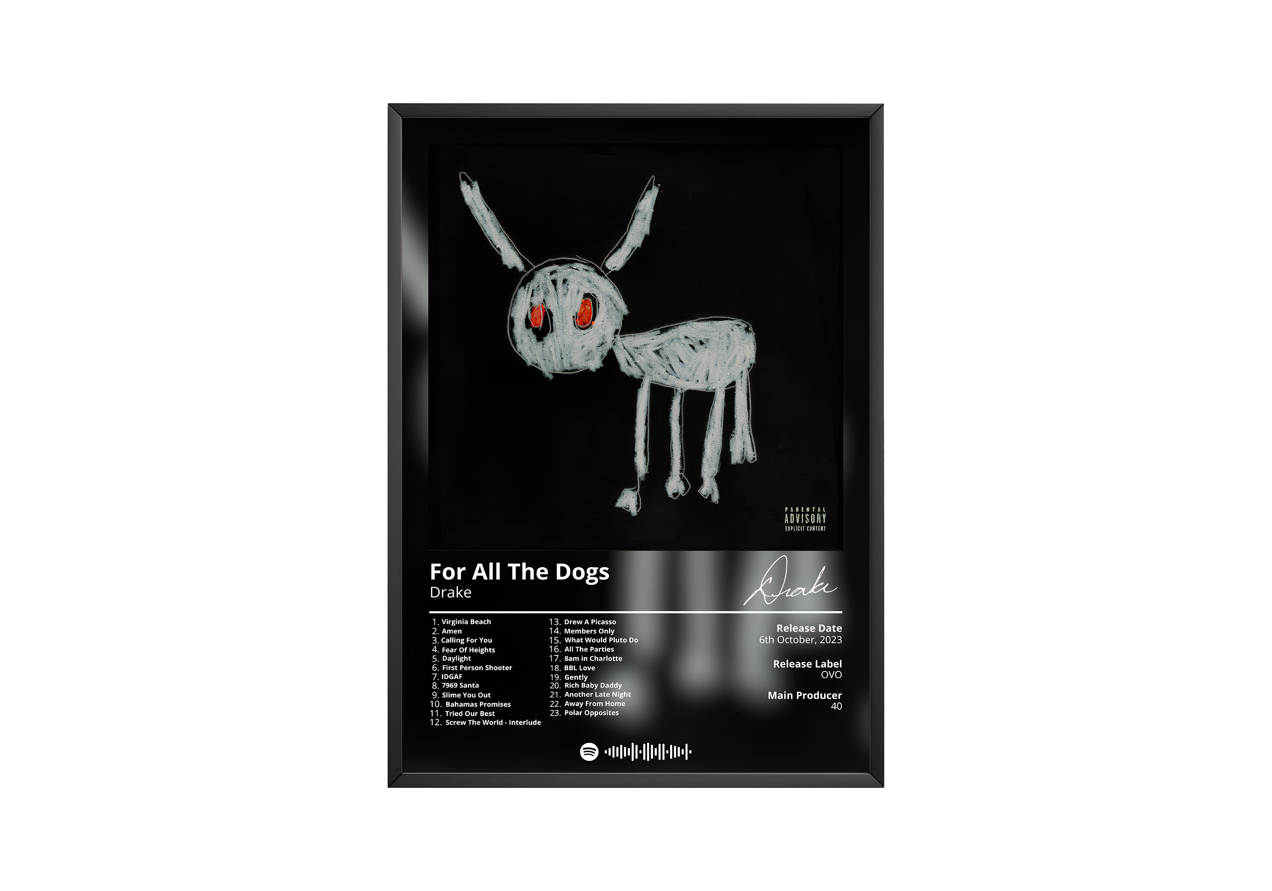 Drake - "For All The Dogs" Album Poster | Hype Posters