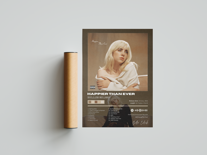 Billie Eilish 'Happier Than Ever' Album Poster | Hype Posters