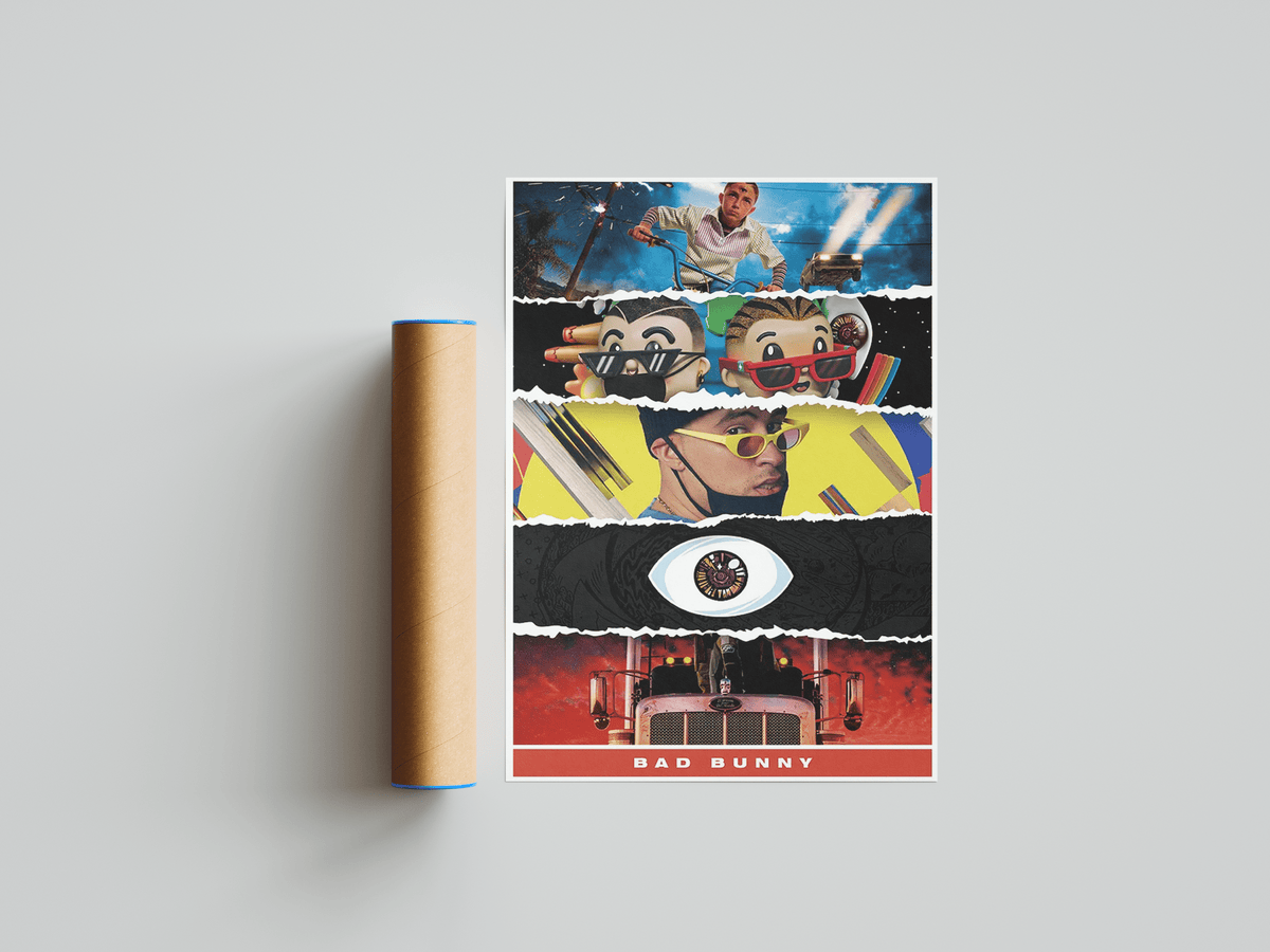 Bad Bunny Album Montage Poster - Posters, Prints & Wall Art | HYPE Posters