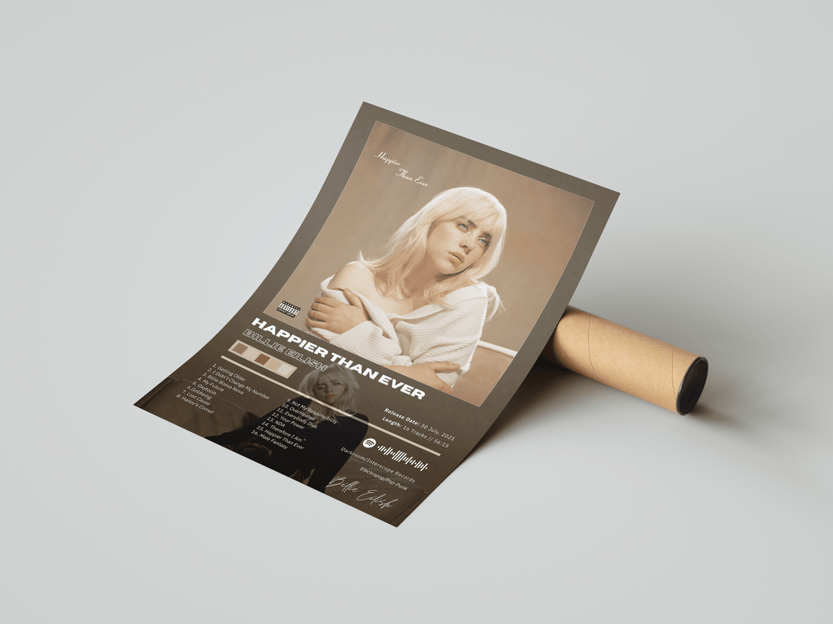 Billie Eilish 'Happier Than Ever' Album Poster - Posters, Prints & Wall Art | HYPE Posters