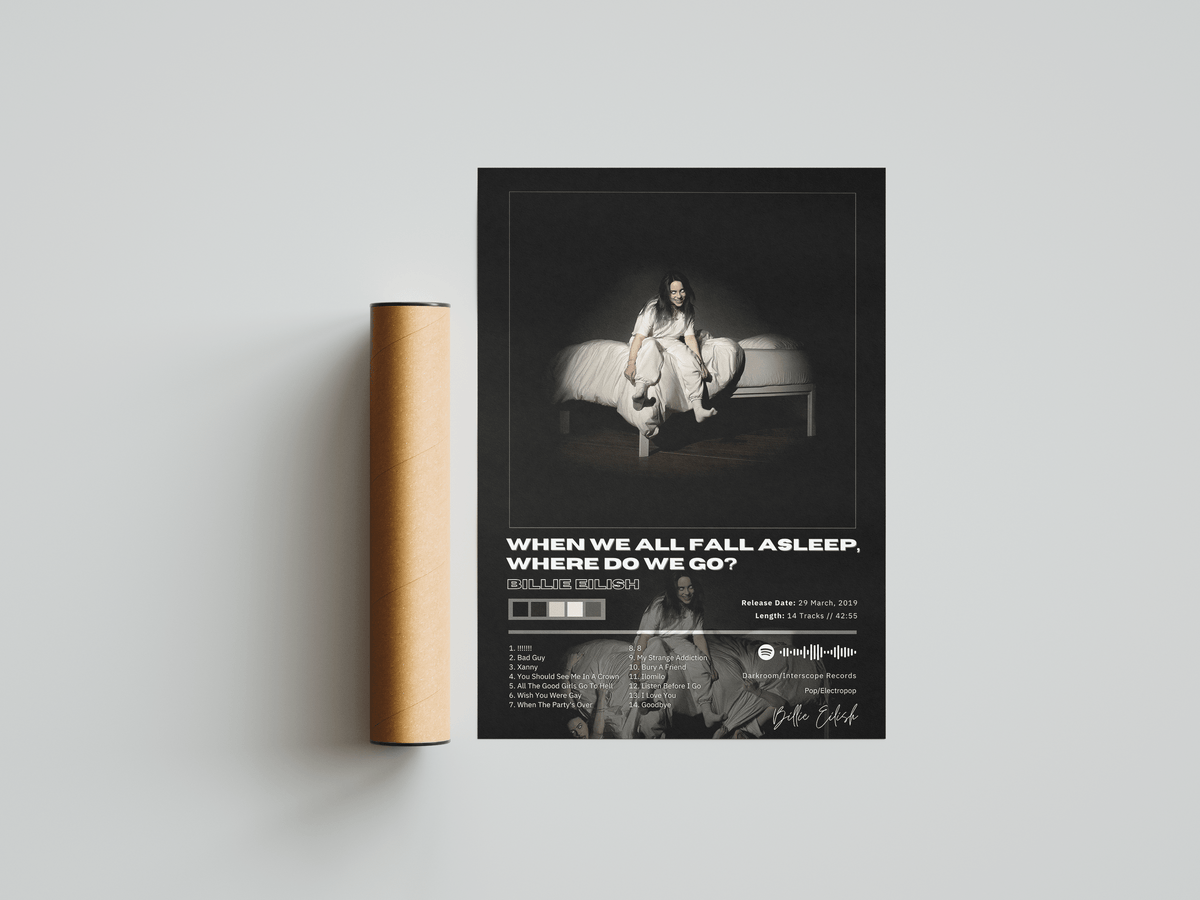 Billie Eilish 'WHEN WE FALL ASLEEP WHERE DO WE GO' Album Poster - Posters, Prints & Wall Art | HYPE Posters