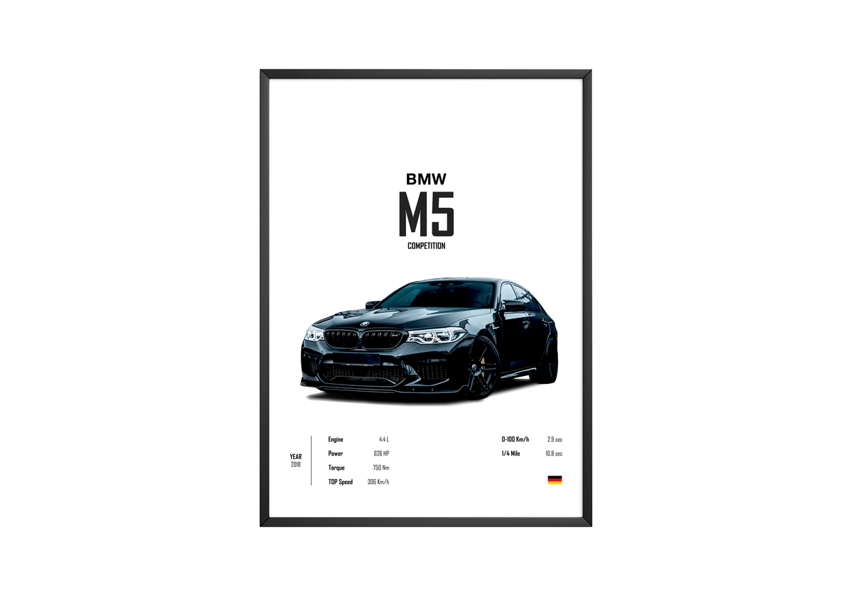 BMW M5 Competition 'CORE' Car Poster - Posters, Prints & Wall Art | HYPE Posters