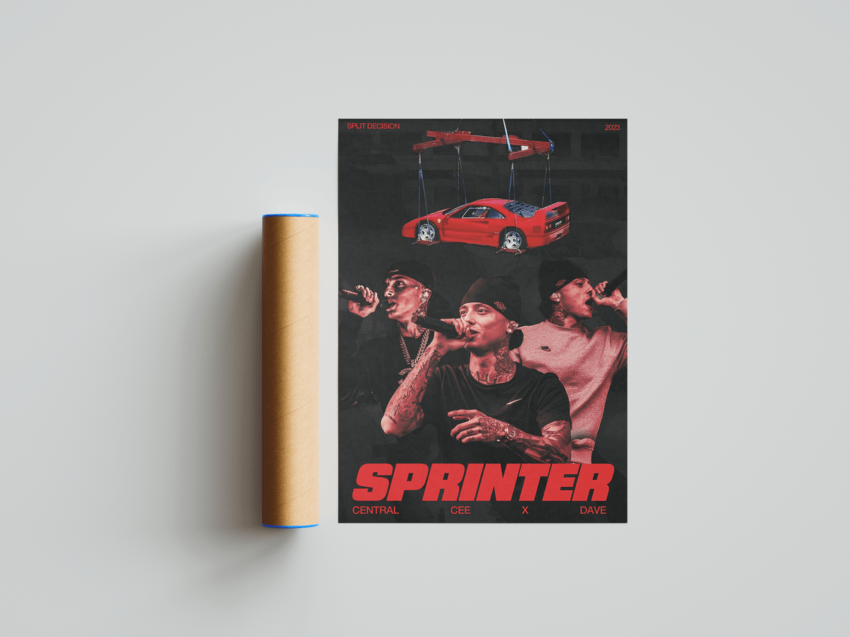Central Cee - 'Sprinter' Red Poster - Posters, Prints & Wall Art | HYPE Posters