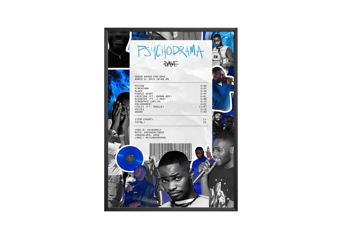 Dave - "PSYCHODRAMA" Receipts Album Poster - Posters, Prints & Wall Art | HYPE Posters