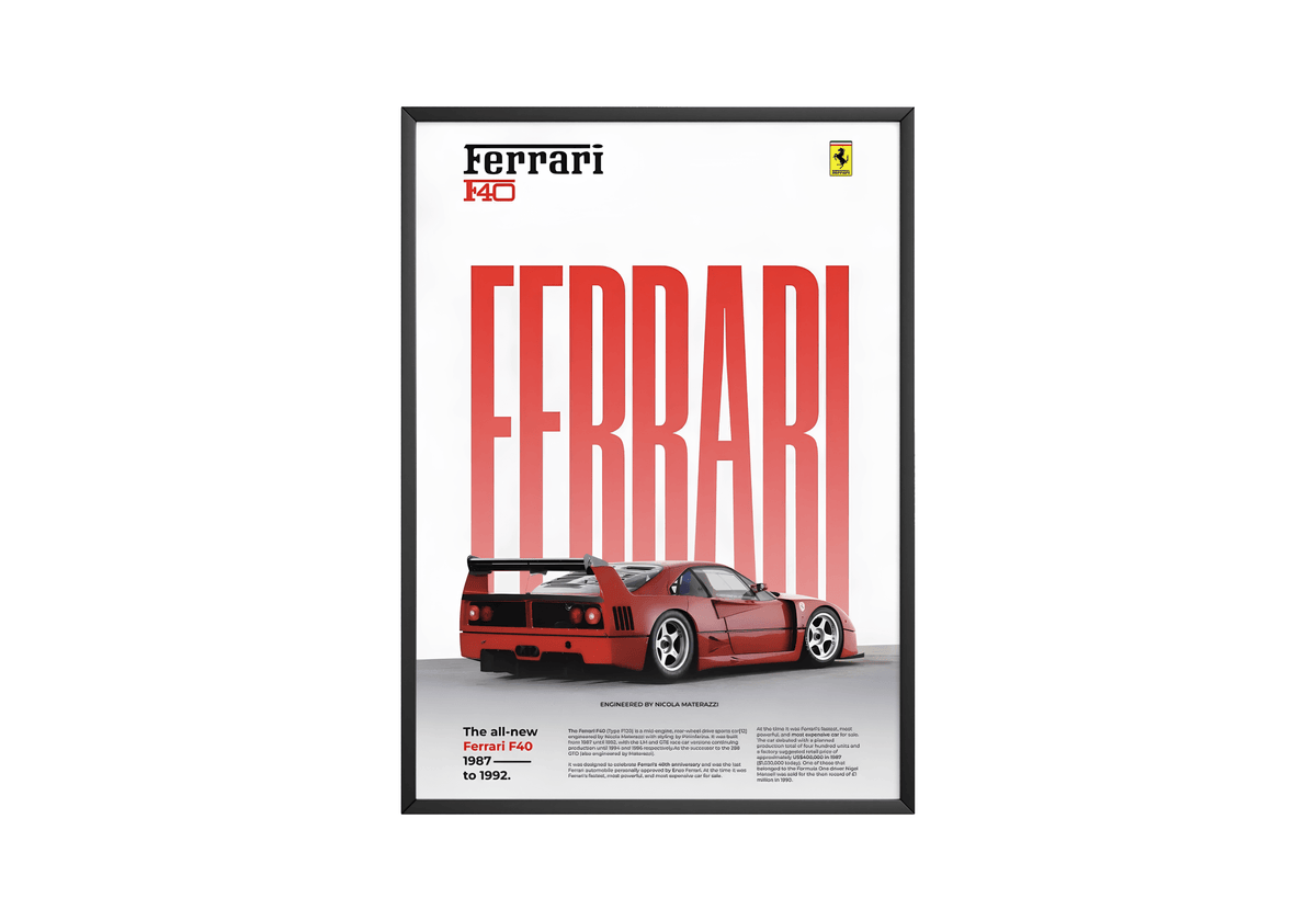 Ferrari F40 Classic Series Poster - Posters, Prints & Wall Art | HYPE Posters