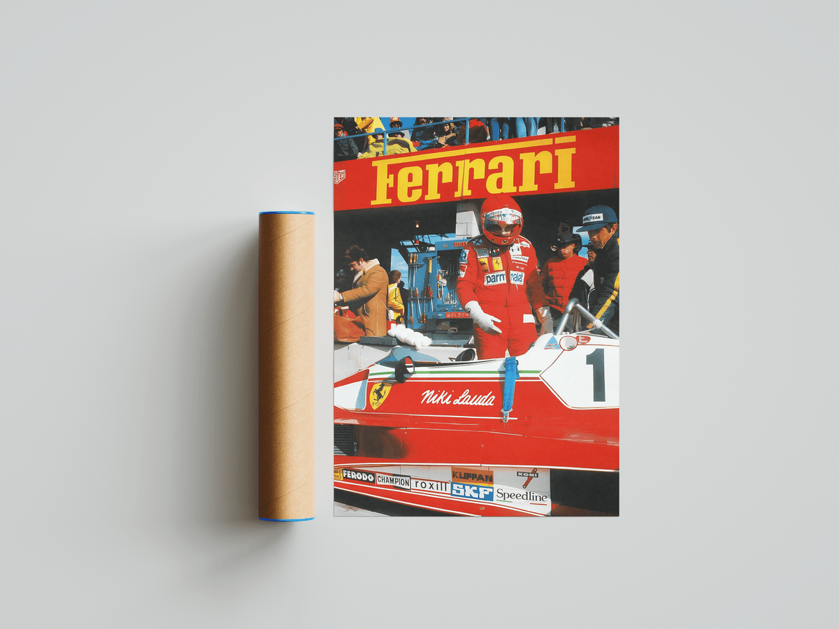 Ferrari Lauda F1 Vintage Poster - Posters, Prints & Wall Art | HYPE Posters