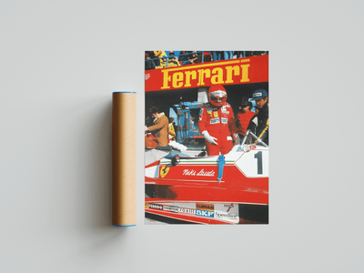 Ferrari Lauda F1 Vintage Poster - Posters, Prints & Wall Art | HYPE Posters