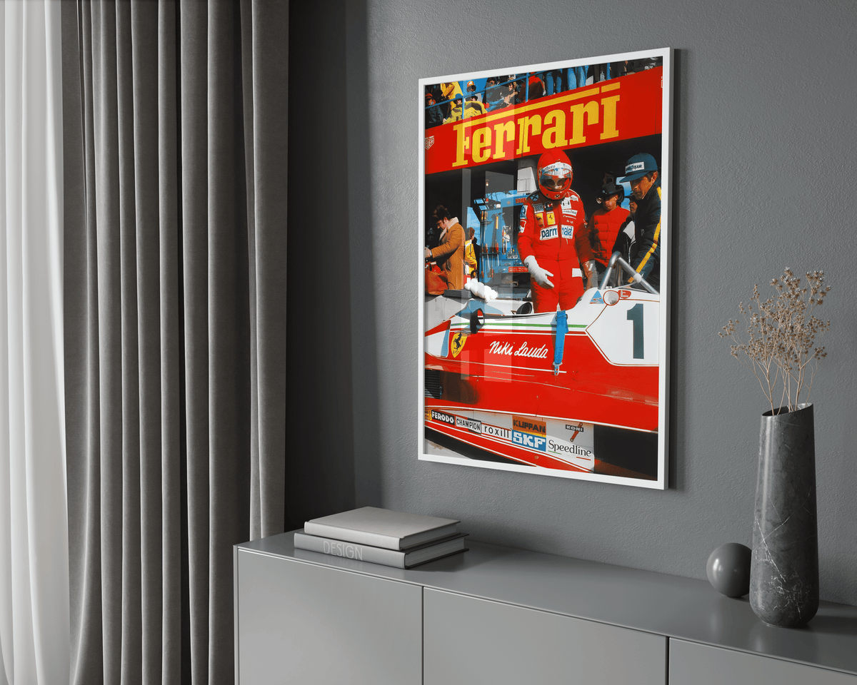 Ferrari Lauda F1 Vintage Poster - Posters, Prints & Wall Art | HYPE Posters
