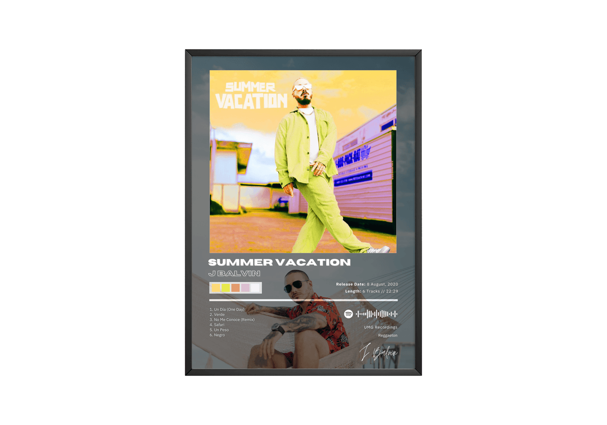 J Balvin 'Summer Vacation' Album Poster - Posters, Prints & Wall Art | HYPE Posters
