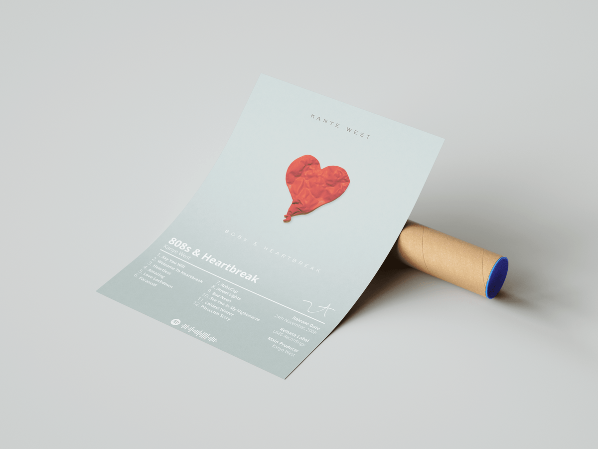 Kanye West '808s & Heartbreak' Album Poster - Posters, Prints & Wall Art | HYPE Posters