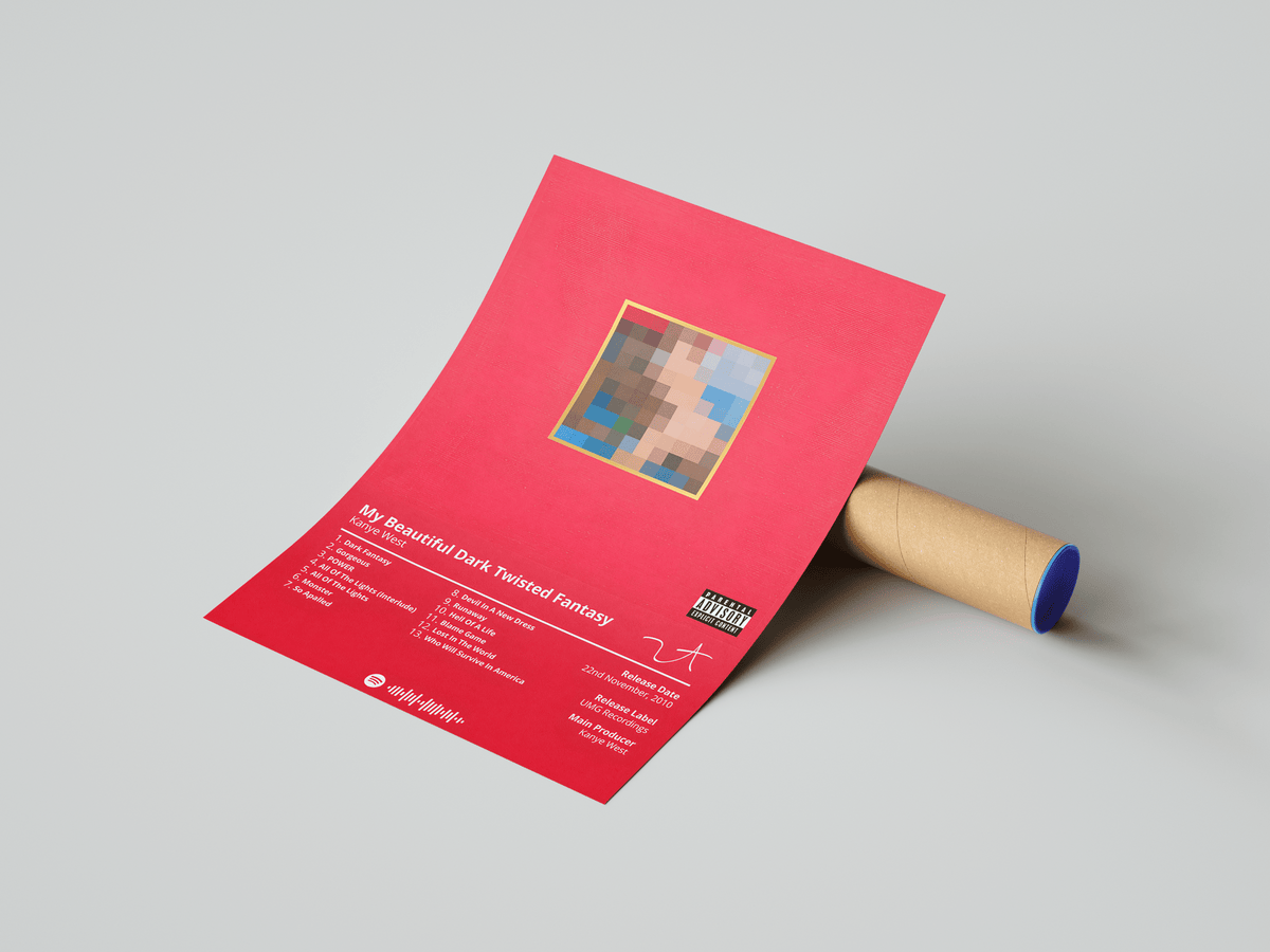 Kanye West 'My Beautiful Dark Twisted Fantasy' Album Poster - Posters, Prints & Wall Art | HYPE Posters