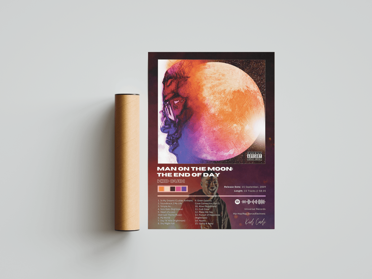 Kid Cudi 'Man On The Moon: The End Of Day' Album Poster - Posters, Prints & Wall Art | HYPE Posters