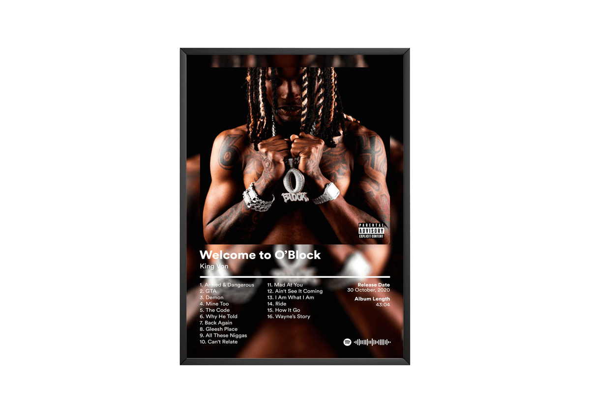 King Von 'Welcome To O Block' Album Poster - Posters, Prints & Wall Art | HYPE Posters