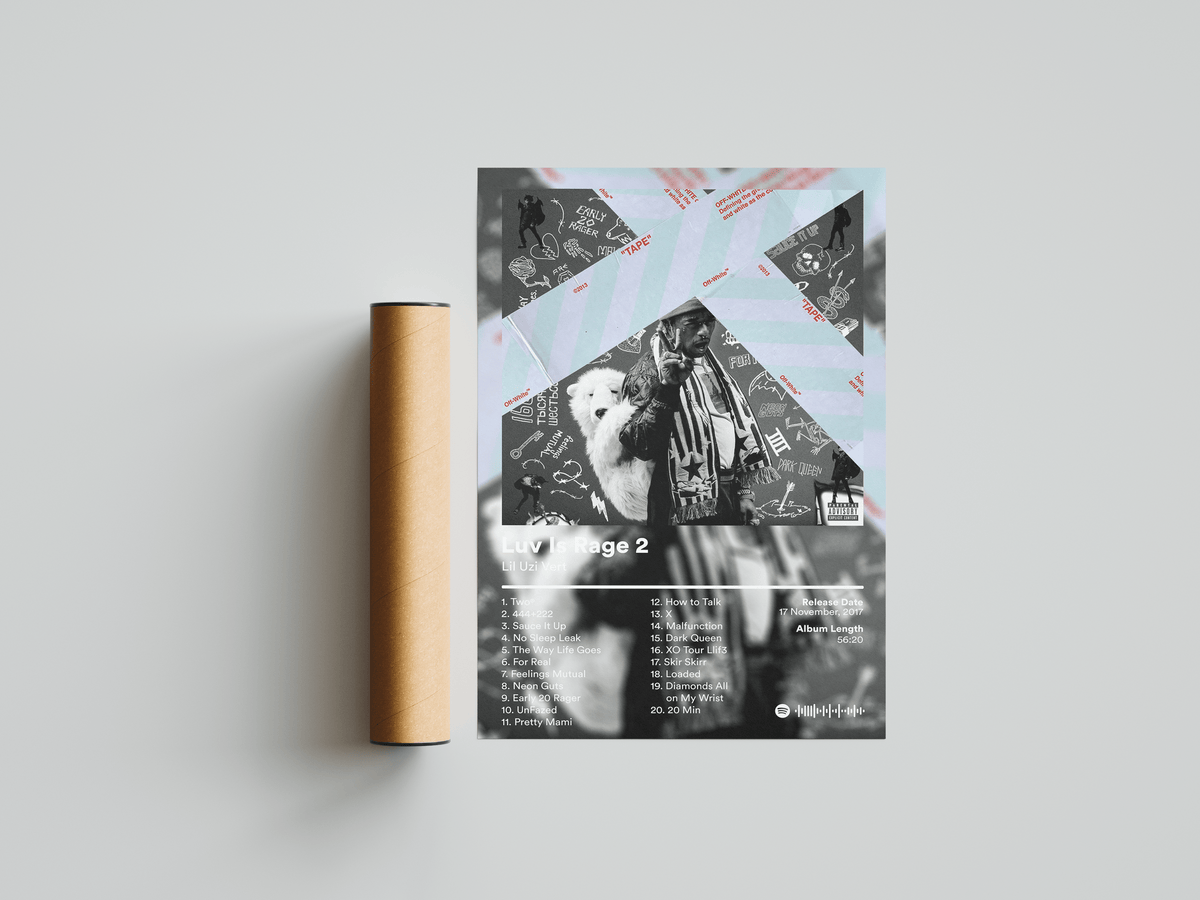 Lil Uzi Vert 'Luv Is Rage 2' Album Poster - Posters, Prints & Wall Art | HYPE Posters