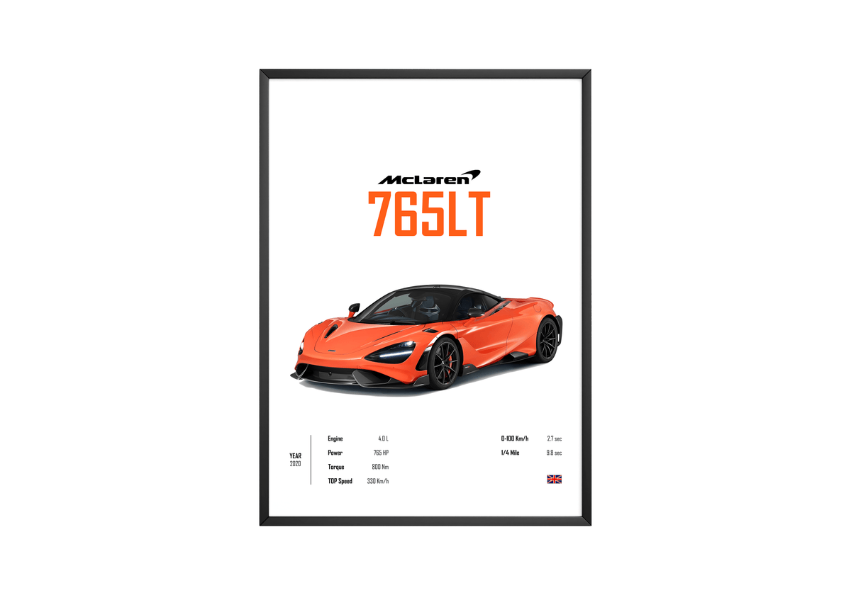Mclaren 765 LT 'CORE' Car Poster - Posters, Prints & Wall Art | HYPE Posters
