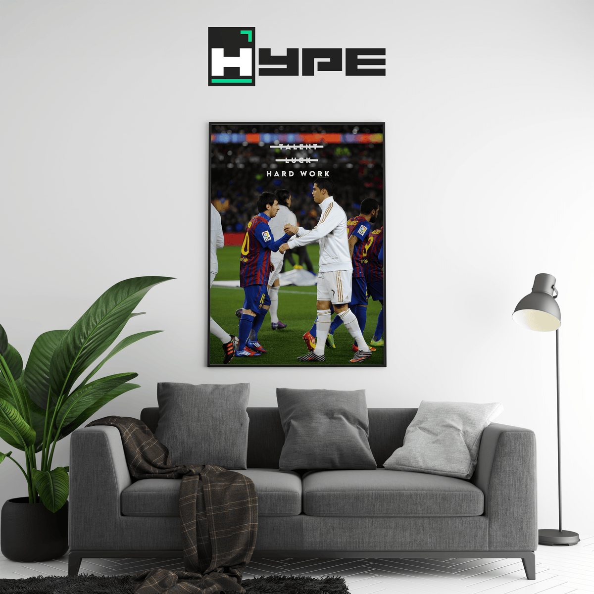 Messi & Ronaldo 'Hard Work' Poster - Posters, Prints & Wall Art | HYPE Posters