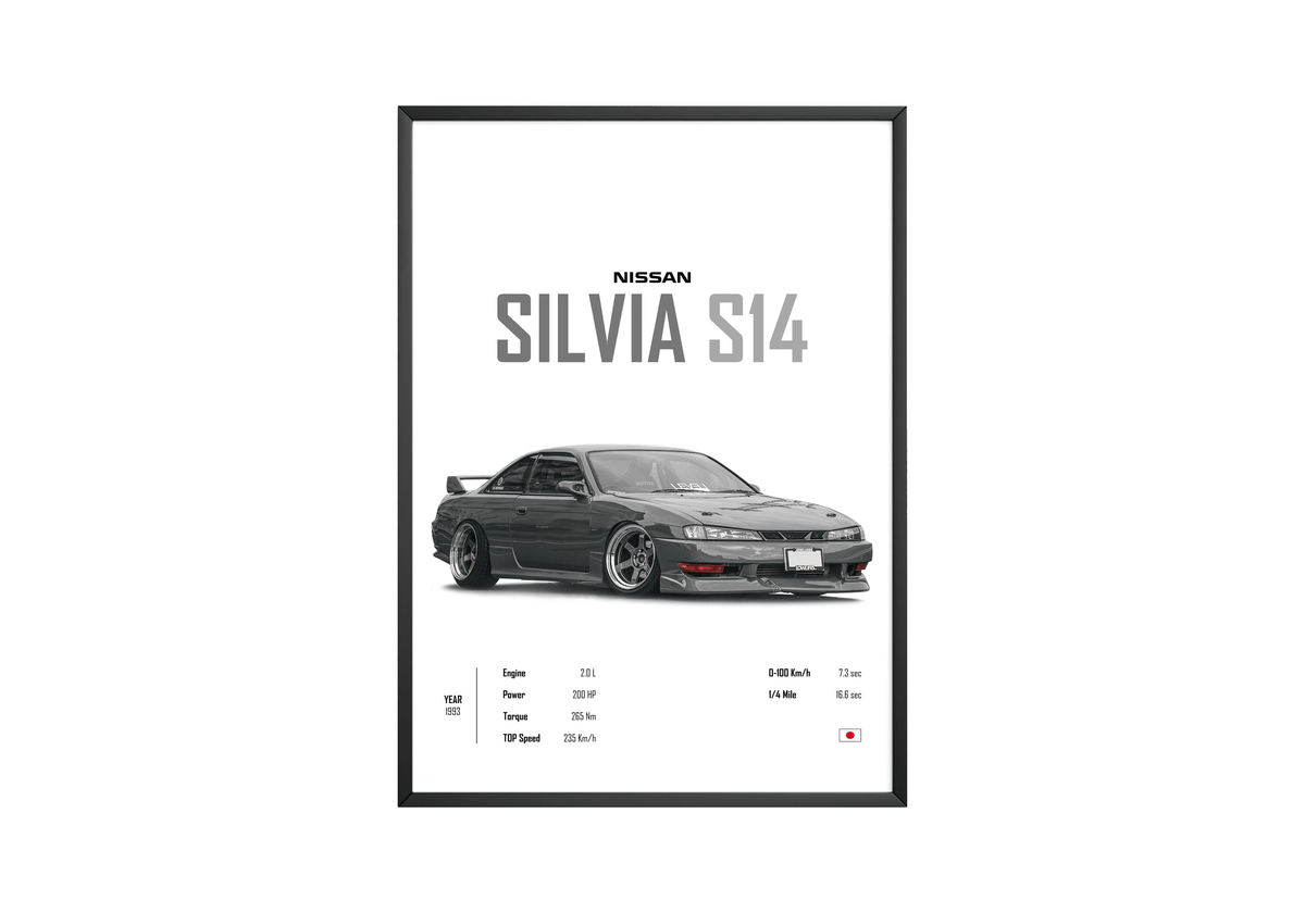 Nissan Silvia S14 'CORE' Car Poster - Posters, Prints & Wall Art | HYPE Posters
