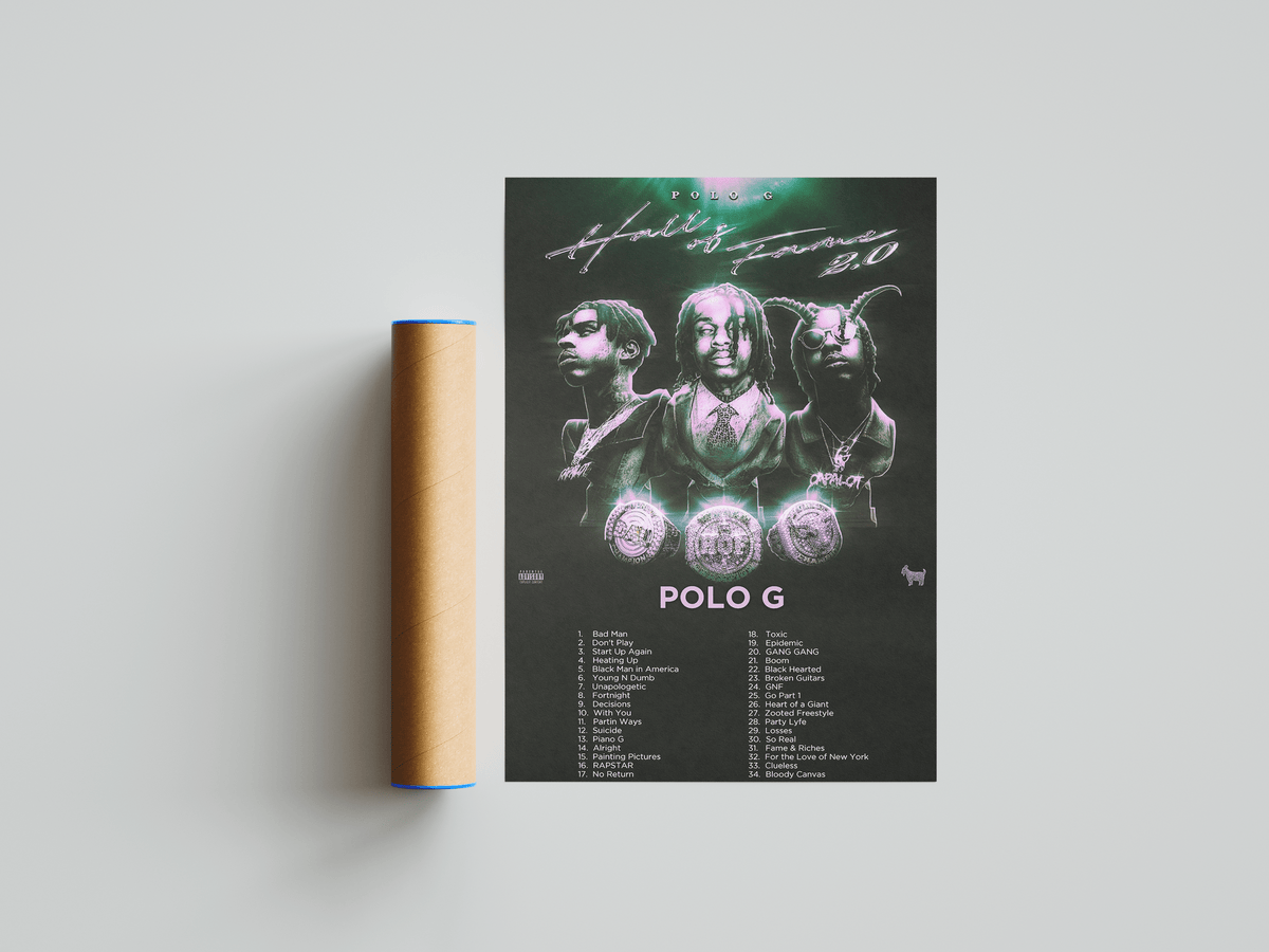Polo G - "Hall Of Fame 2.0" Album Poster - Posters, Prints & Wall Art | HYPE Posters