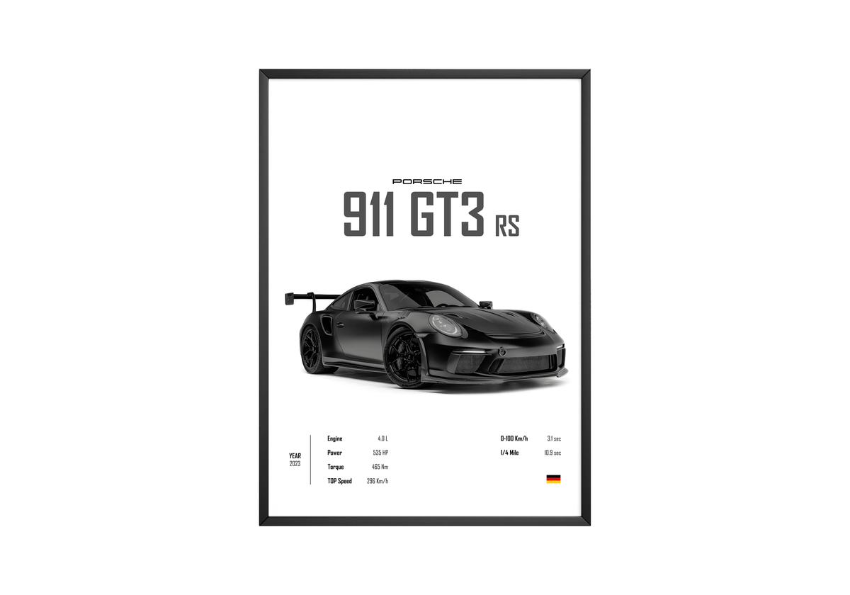 Porsche 911 GT3 RS 'CORE' Car Poster - Posters, Prints & Wall Art | HYPE Posters