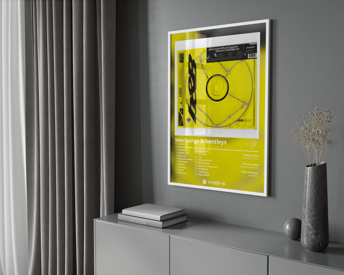 Post Malone 'Beerbongs & Bentleys' Album Poster - Posters, Prints & Wall Art | HYPE Posters