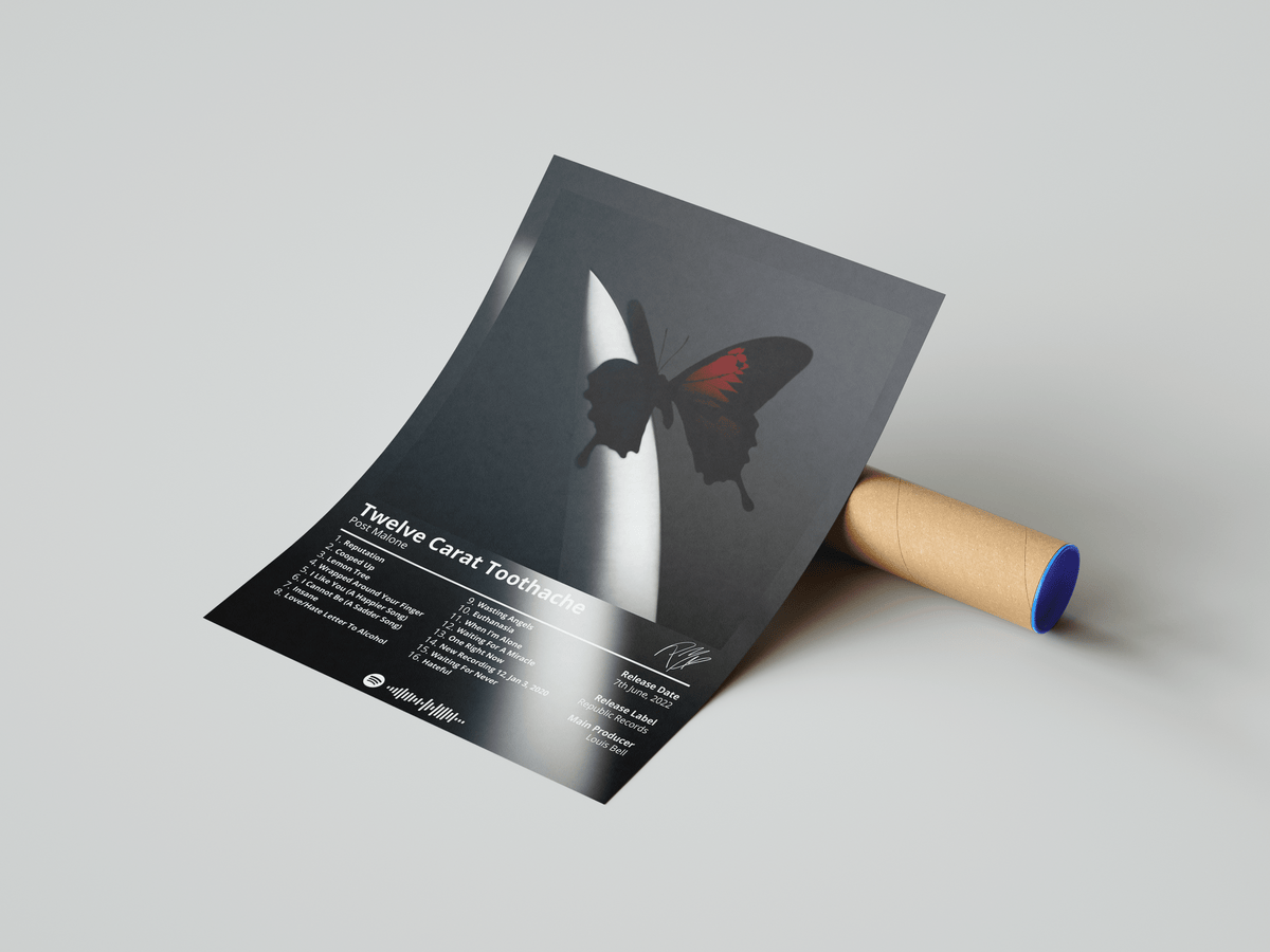 Post Malone 'Twelve Carat Toothache' Album Poster - Posters, Prints & Wall Art | HYPE Posters