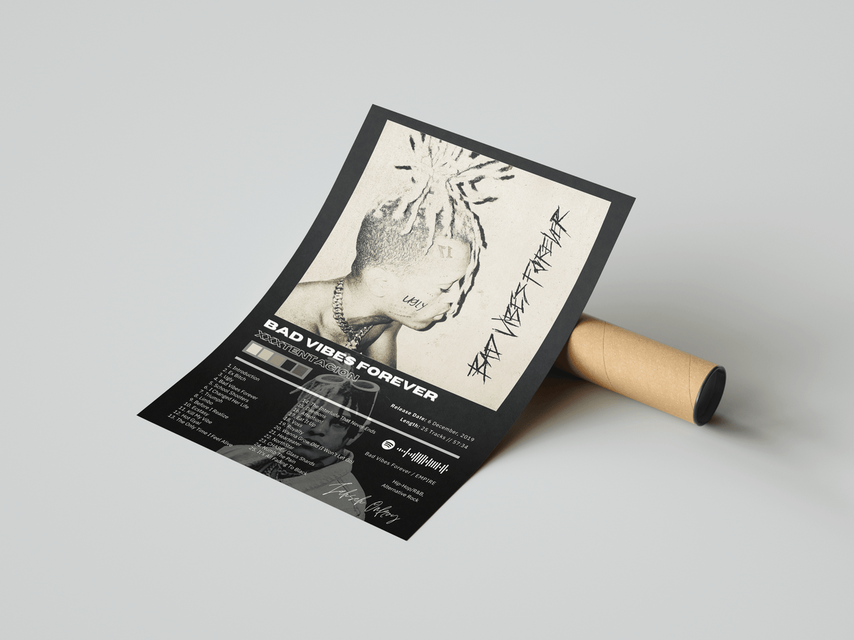 XXXTENTACION 'Bad Vibes Forever' Album Poster - Posters, Prints & Wall Art | HYPE Posters